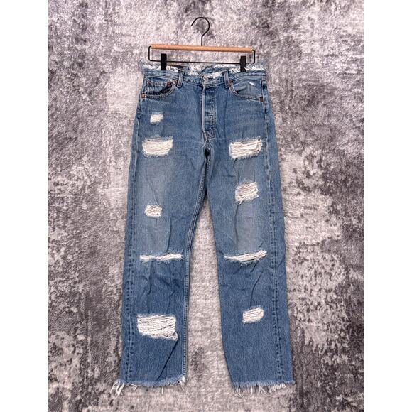 Vintage Levis Jeans 28 in x 28 in Womens 501 XX Distressed Denim - Picture 1 of 8